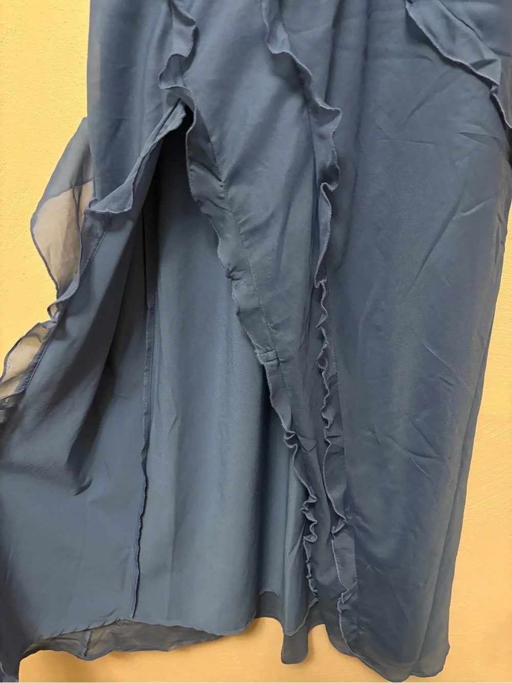 Abercrombie & Fitch Cascading Ruffle Maxi Dress Blue Size Small Petite NWT New